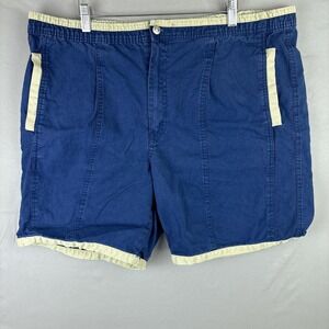 Vintage Surf Odyssey 2-Tone Shorts Mens Large Blue Beachwear Ramie/Cotton Blend